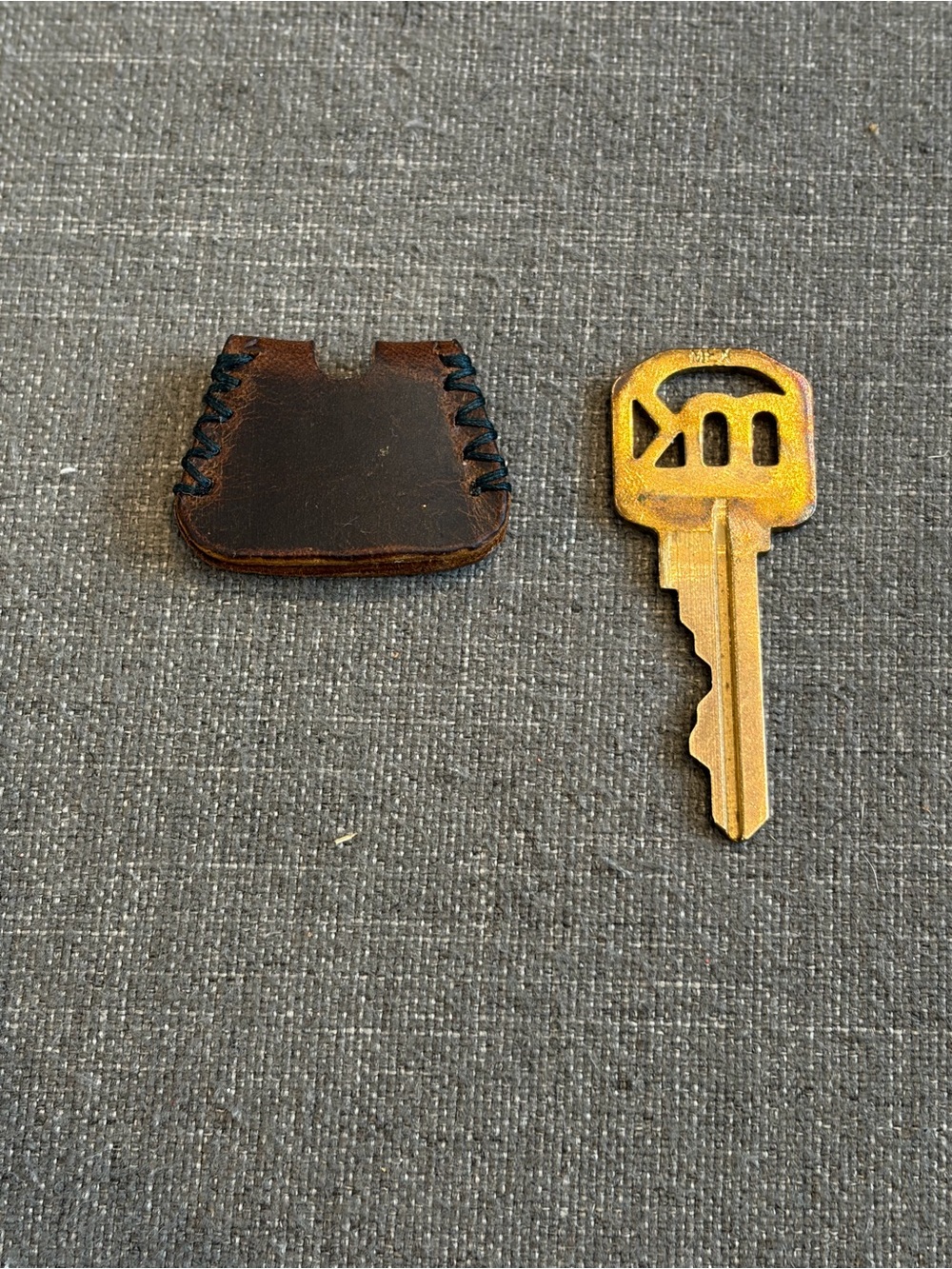 Handmade Hand Tooled Brown Leather Key Cover with Dark Lacing